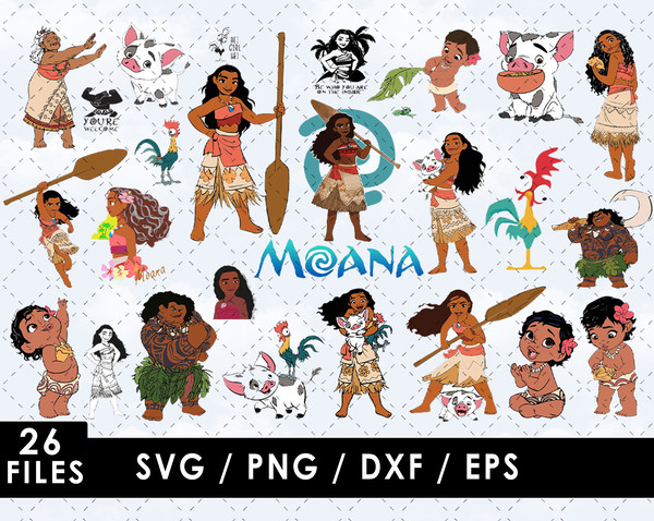 Moana SVG, Maui SVG, Heihei SVG, Pua SVG, Tala SVG, Chief Tui SVG, Sina SVG, Tamatoa SVG, Kakamora SVG, Disney characters SVG, Kids' room decor SVG, SVG for Cri