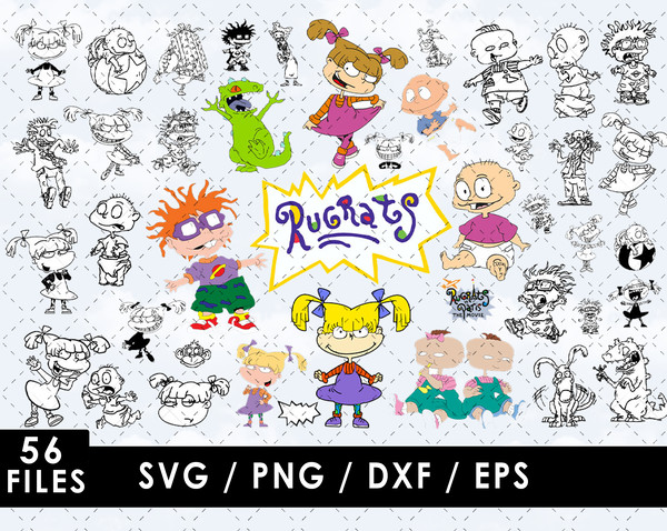 Rugrats SVG, Tommy Pickles SVG, Chuckie Finster SVG, Angelica Pickles SVG, Phil and Lil DeVille SVG, Reptar SVG, Rugrats characters SVG, Cartoon babies SVG, Nic