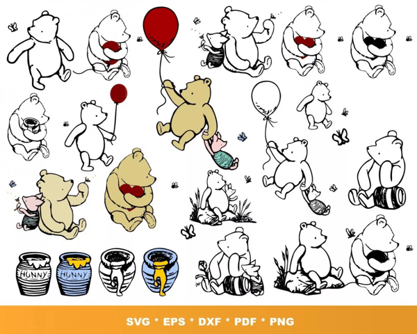 Classic Winnie the Pooh Honey Pot SVG PNG, Winnie-the-pooh Clipart