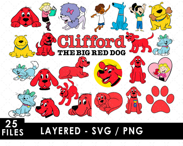 Clifford SVG, Emily Elizabeth SVG, T-Bone SVG, Cleo SVG, Mac SVG, Jetta SVG, Clifford the Big Red Dog SVG, Cartoon characters SVG, Children's book series SVG, C