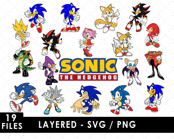 Sonic SVG, Sonic the Hedgehog SVG, Tails SVG, Knuckles SVG, Dr. Robotnik SVG, Sega character SVG, Sonic logo SVG, Video game character SVG, Sonic silhouette SVG