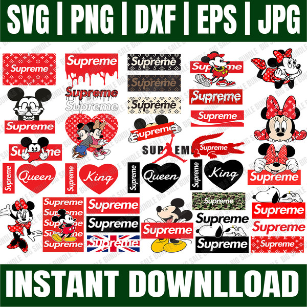 Bundle 35 Files Supreme Fashion Logo SVG, Supreme PNG, LV Su