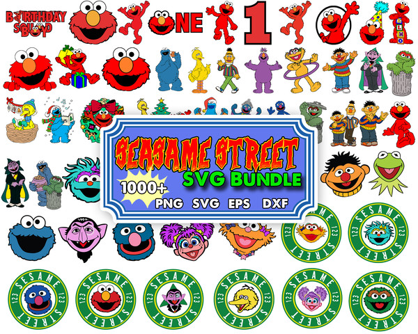 1000 Sesame street svg, Layered SvG, Cricut, Cut files, Digital Vector File, Cut File For Cricut, eps, png, dxf, pdf.jpg