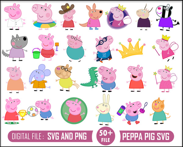 Peppa Pig Svg, Peppa Pig Png, Peppa pig Alphabet, Family Peppa Pig Svg, Peppa Pig layered, Peppa Pig Svg Bundle, Svg files for cricut.jpg