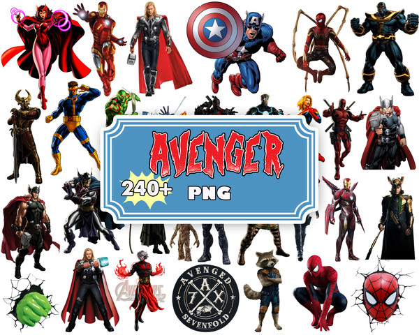 Avengers Clipart PNG, Avengers Bundle png, Marvel Clipart png, Super Heroes, Iron Man, Captain America, Hulk, Thor, Hawkeye, Spider Man.jpg