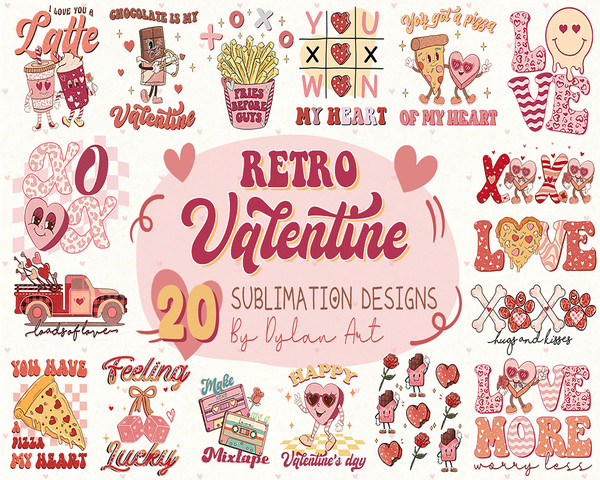 Retro Valentine png bundle Be mine Howdy valentine Love latte more Vibes xo xo Bite Candy conversation Lover babe .jpg