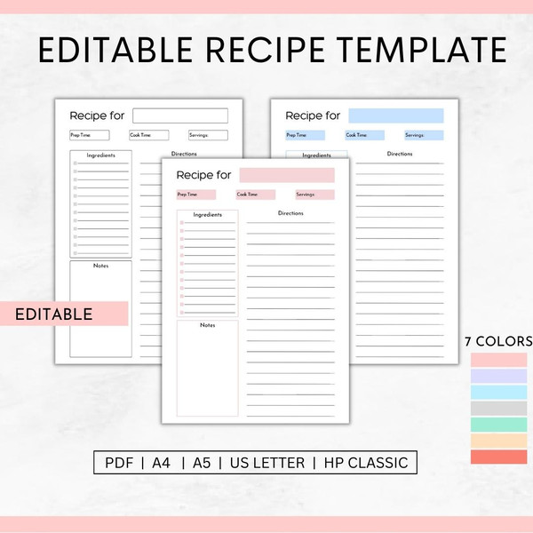 Free Recipe Template (Editable)