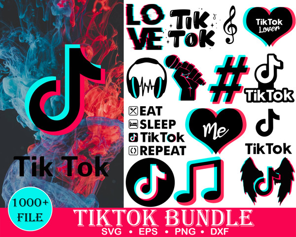 1000 Tiktok Svg, Tiktok Queen Svg, Tiktok Svg Bundle, Peace Love Titok Svg, Digital Download.jpg