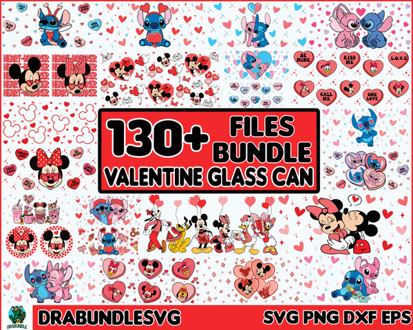 130 Valentine Bad Bunny Libbey Glass Svg Bundle, Happy Valentine 16oz Libbey Glass Wrap Png, Trendy Valentine Benito Png.jpg