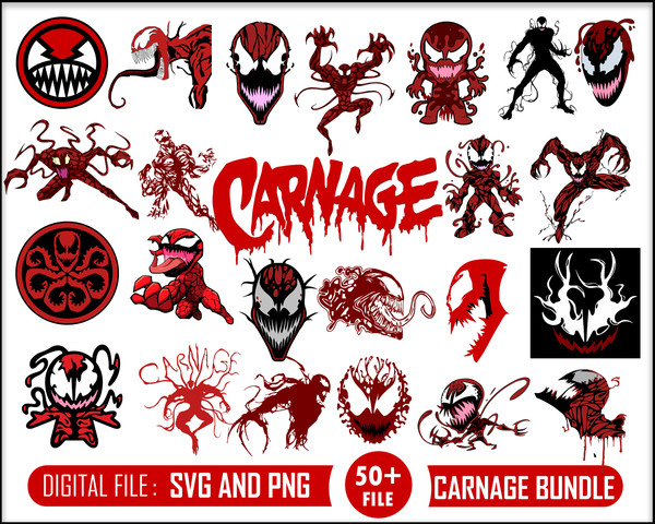 50 Carnage svg, Carnage head Cricut, Symbiote svg, Cut Files For Cricut Silhouette, Dxf, Png, Eps.jpg