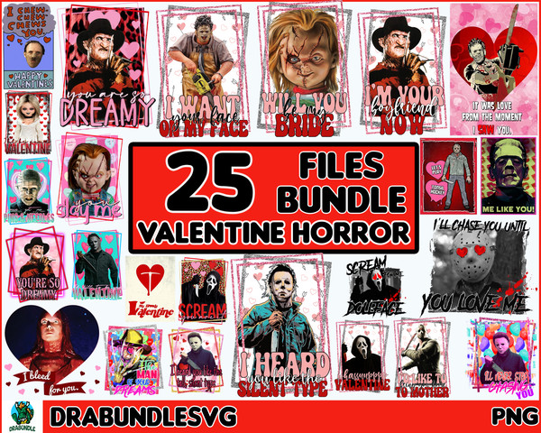 Valentines Day Quotes Horror Characters PNG Sublimation 6 Design Bundle , Freddy Krueger, Jason Voorhees, Michael Myers , Horror Movie.jpg