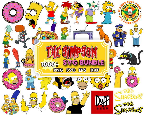 1000 Simpsons Clip Art bundle, Simpsons SVG cut files for Cricut, Silhouette, PNG, DXF, instant download.jpg