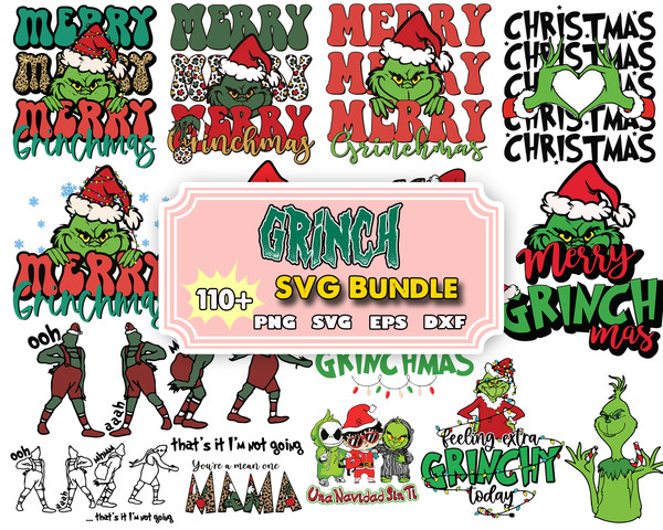 110 Grinch svg Bundle, Grinch Hand svg, Grinch Face svg, Grinch Christmas svg, svg for cricut, Instant Download.jpg