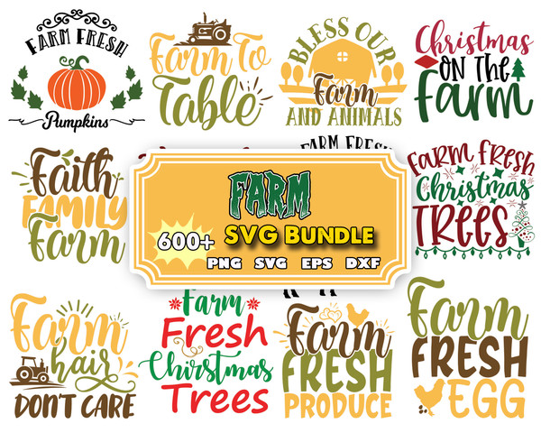 600 Farm Life SVG Bundle, Farm svg Bundle, Farmhouse Quotes svg, Farm svg,Commercial use, Cut files, dxf png.jpg