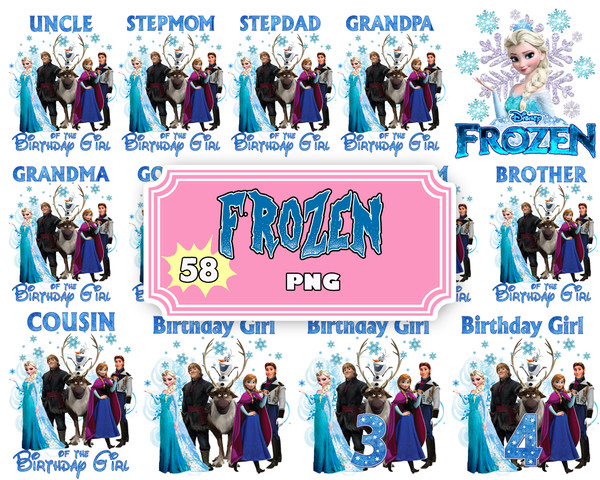 Frozen Birthday PNG, Frozen Clipart Bundle, Elsa PNG, Frozen 2 Clipart Olaf Instant Download, Frozen PNGs for Iron on tshirt sublimation.jpg