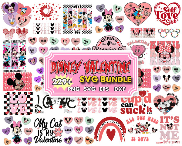 Valentine's Day SVG Bundle, Disney Valentine Svg, Valentine Design for Shirts, Valentine Svg, Valentine Cut Files, Cricut, Silhouette, Png.jpg