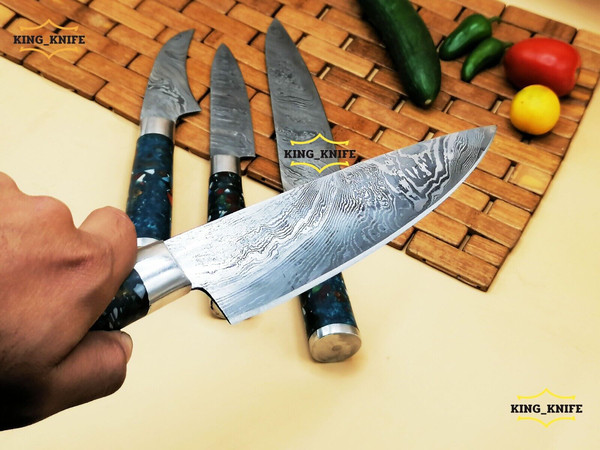 Custom Handmade Damascus Steel Knives set for Kitchen - Inspire Uplift