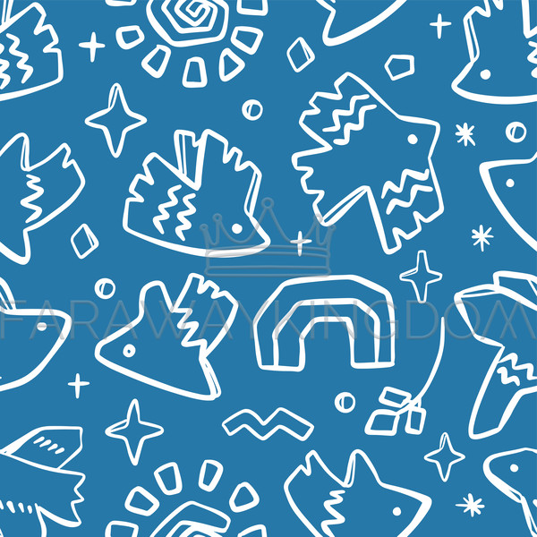 Seamless pattern with kids drawings in blue color Vector Image