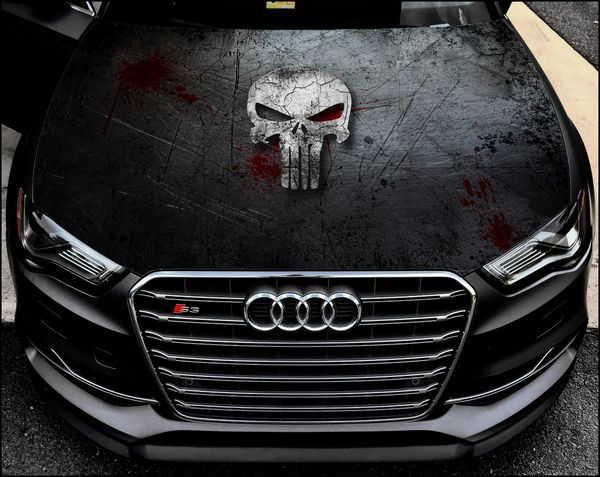 Vinyl Car Hood Wrap Full Color Graphics Decal Punisher Stick - Inspire ...