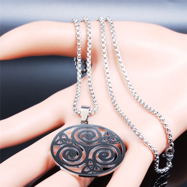 Triskele Necklace Triple Spiral Necklace Stainless Steel Cel