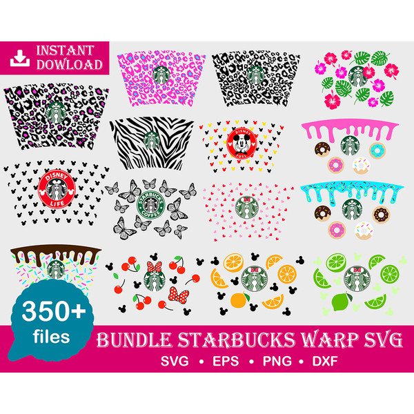 350 Starbucks Wrap Svg Bundle 3.0 Digital Dowload, Starbucks cup wrap bunlde svg, Starbucks logo svg, Starbucks Full Wrap Template Svg for cricut, High quality,