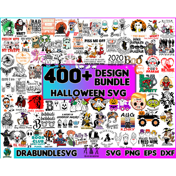 400 Halloween svg files for cricut, Halloween designs bundle in 4 formats, Horror Character, PNG, digital download, matching file, horror movie, Halloween Png D