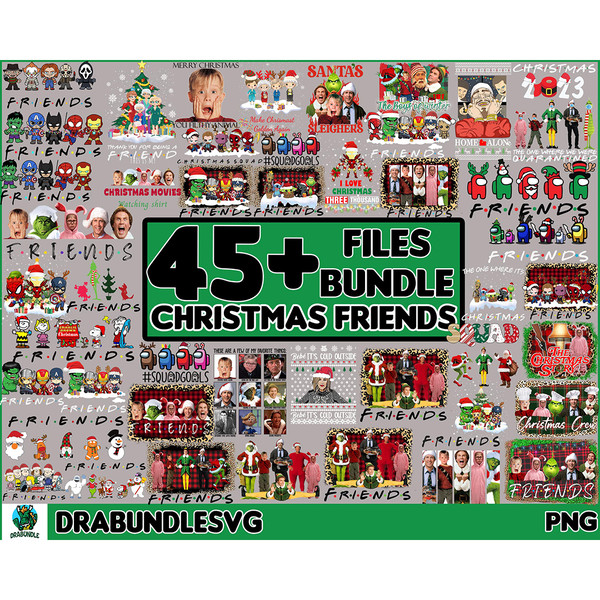 45 Christmas Friends PNG Bundle, Friends Christmas Png, Christmas Movie Png Bundle, Merry Christmas Png Bundle, Digital Instant Download.jpg