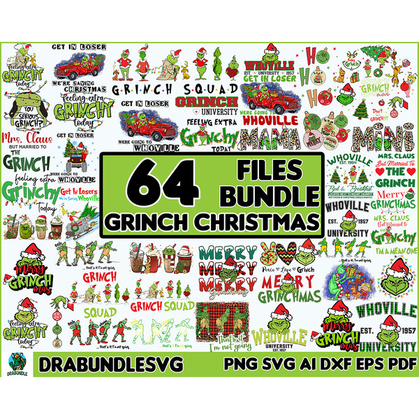 64 Grinchmas PNG Bundle, Merry Grinchmas Svg & Png, Christmas Movie, Funny Christmas Png, Grinchmas, Digital Instant Download.jpg