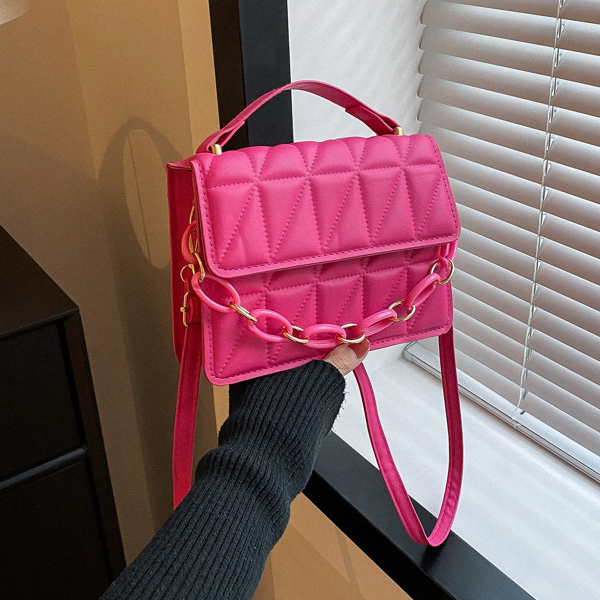 Quilted Chain Flap Square Bag