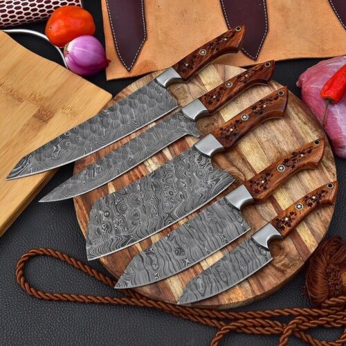 Handforged Chef Knife Set, Damascus Steel Knives, Chef Knive