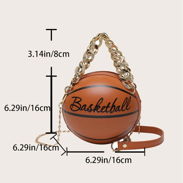 Basketball Shaped Round Shoulder Bag Handbag, Women Ball Shape