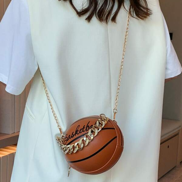 Basketball Shaped Round Shoulder Bag Handbag, Women Ball Shape