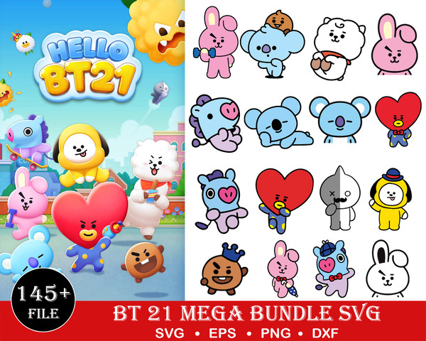 145 BT 21 SVG bundle,TinyTan,bts silhouette svg,Kpop bts Logo Clipart,bts wall art decor png,bts tshirt,BTS print,bt21 svg,bts merch,bangtan svg.jpg