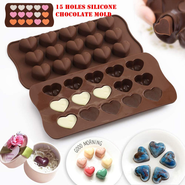 6 Pieces Silicone Chocolate Molds, Reusable 90 Cavity Candy Baking