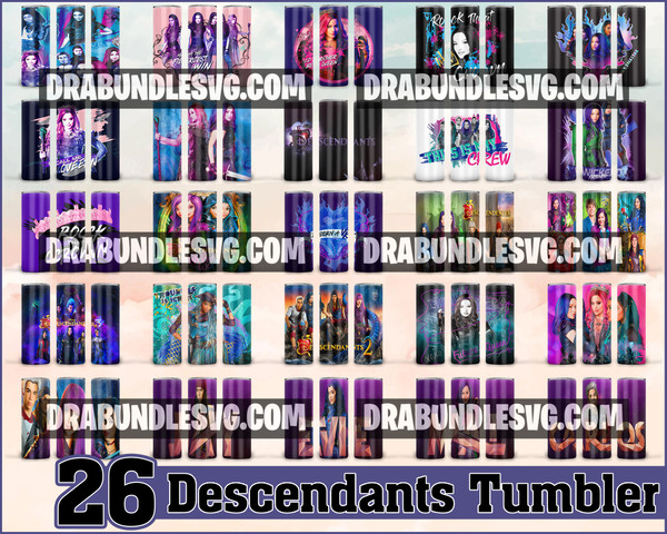 26 Descendants Tumbler Bundle Film 20oz Skinny Straight &Tapered Designs,Sublimation tumbler designs,Film Tumbler designs,Film PNG, Instant download .jpg