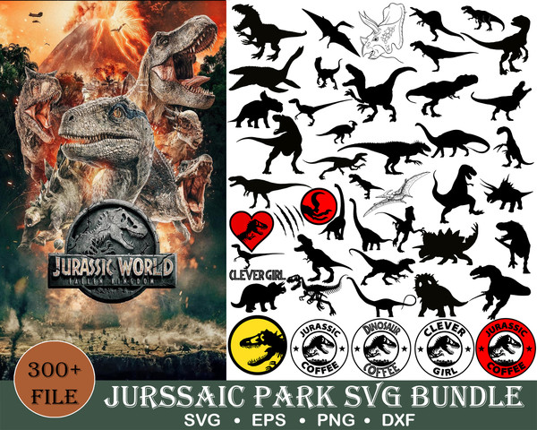 400 Jurassic Park Bundle svg, Jurassic Park svg, Dinosaur svg, Jurassic World svg, Cricut cut file.jpg