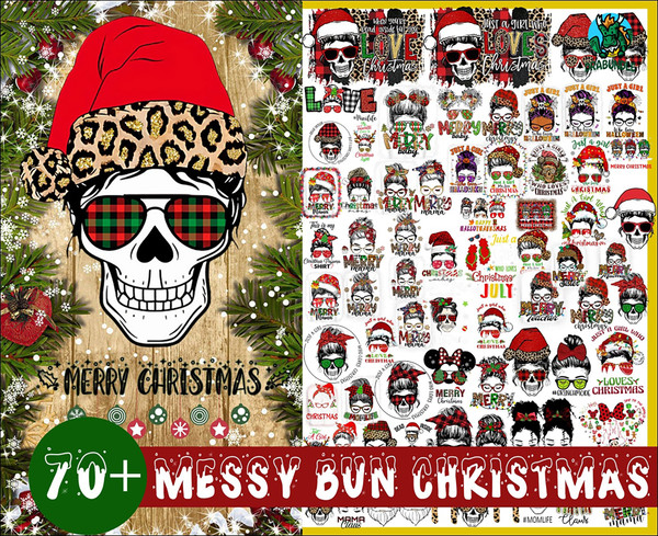 70 Christmas Messy Bun Bundle png, Christmas Momlife png, Mom Life png, mom skull png, Mom life Kid Life Png, mom and daughter png.jpg