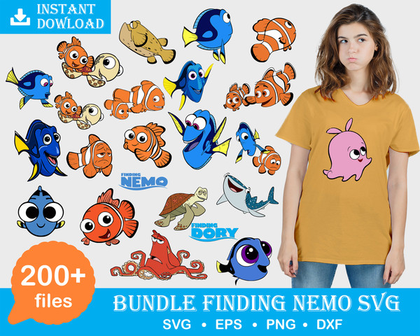 200 Finding Nemo svg, BUNDLE svg, Bundle Finding Nemo SVG for Cricut, SVG Silhouette Dxf, Png, Quotes File, Finding Nemo Font svg, Instant download .jpg