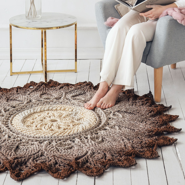 Crochet Jute Rug, Circles Rug, Jute Rug, Handmade, Round Jute Rug