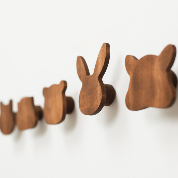 Decorative Wooden Wall Hooks, Cute Jungle Animal Solid Walnut Hooks :  : Home