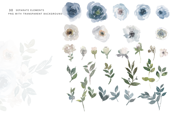 Dusty Blooms Floral Design Elements (PNG)