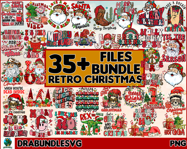 37 Retro Christmas Sublimation PNG Bundle, Christmas png bundle, Holly png, Santa png, Jingle png, Retro Christmas png, Tis the season png Instant Download.jpg