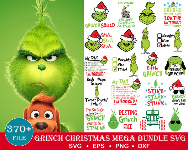 370 Grinch svg, Grinch christmas svg, Christmas svg, Grinchmas svg, Grinch face svg, Cut file svg, Cricut svg, png svg dxf eps, instant Download.jpg
