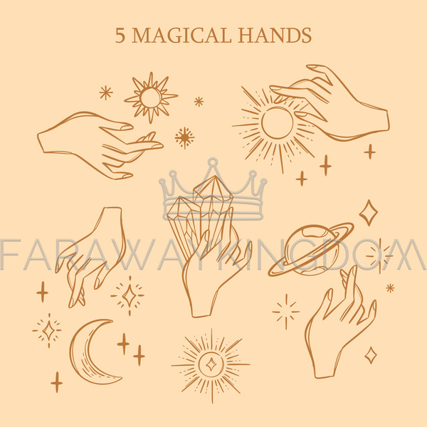 Magical hands boho occult magic hand witch Vector Image