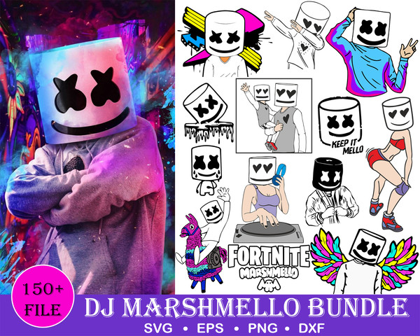 150 Dj marshmello svg, Marshmello dabbing svg, marshmello face, marshmello smile, marshmello bundle svg, silhouette, marshmello clipart, cricut.jpg