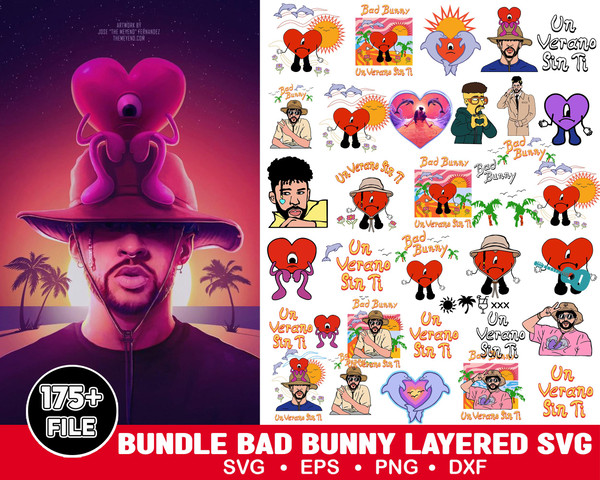 175 Bad Bunny SVG, Yo Perreo Sola, Instant Download, PNG, Cut File, Cricut, Silhouette, Bundle, EPS, Dxf, Pdf, El Conejo Malo.jpg