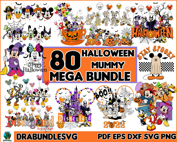 80 Halloween Mummy Mouse And Friends Bundle, Halloween SVG Bundle, Trick Or Treat Svg, Spooky Vibes, Boo Svg, Cartoon Svg, Halloween Svg, Png Instant Download.j
