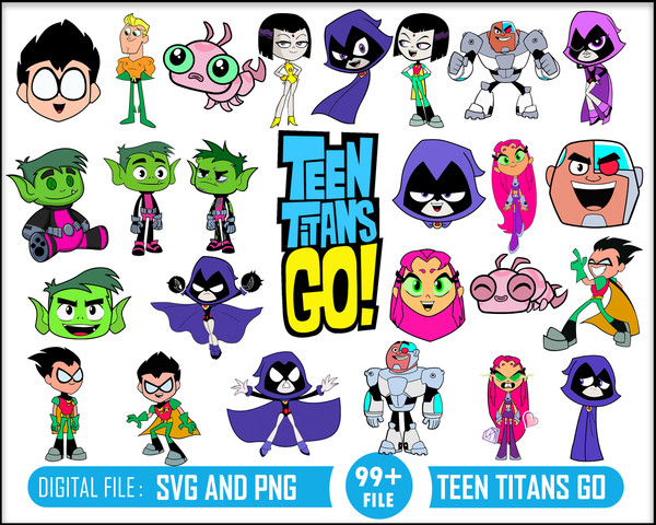 99 Teen Titans Go SVG , Teen Titans svg , justice league svg , Printable, Cut Files , Clipart, Vector, Silhouette , layered digital vector file.jpg