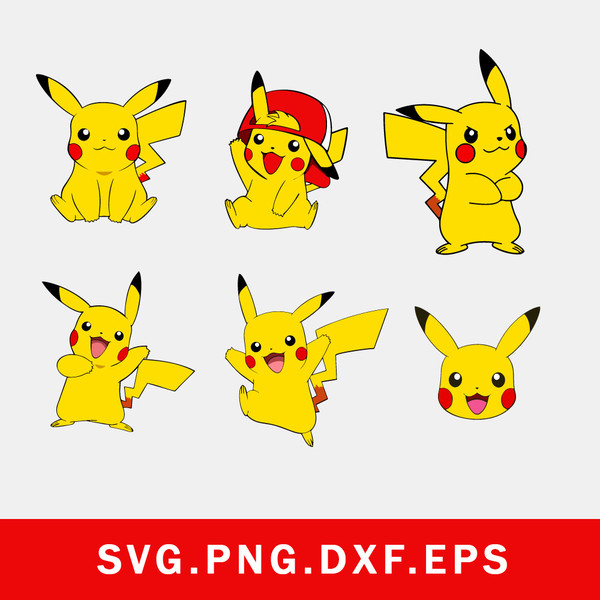 Pikachu Bundle Svg, Pikachu Svg, Pokemon Svg, Png Dxf Eps Fi - Inspire ...