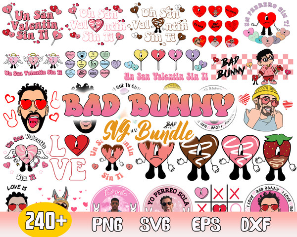 Benito Valentine Bundle Svg, Valentine Bad Bunny Svg, Bunny Heart Svg, Png Dxf Eps Digital File.jpg